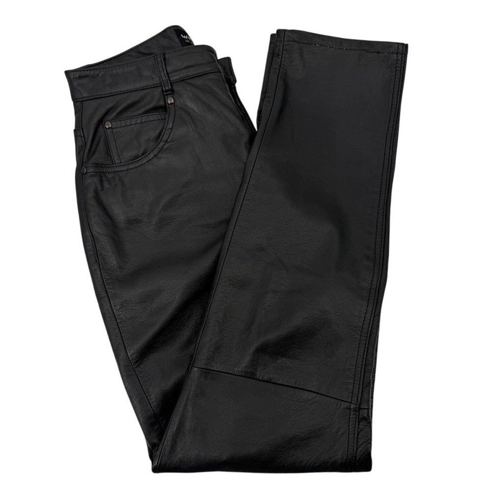 Wilsons Womens 10 Leather Pants‎ VTG 90s Black High Rise Straight Leg Biker Moto
